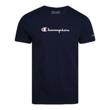Imagem de Camiseta Manga Curta Champion Mc Logo Script Ink Surf Azul-Unissex