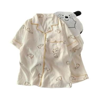 Imagem de Conjunto De Pijamas De Algodão Com Estampa De Poá Para Mulheres, 2 Peç