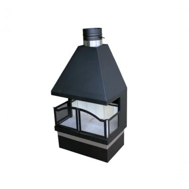 Imagem de Lareira de Centro Retangular 101 X 60 X 41cm em Aço com Canos e Chapéu Fixo Adams para...
