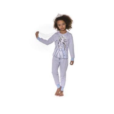 Imagem de Pijama Infantil Moletinho Elsa Disney Frozen II - Capa Removível - Azu