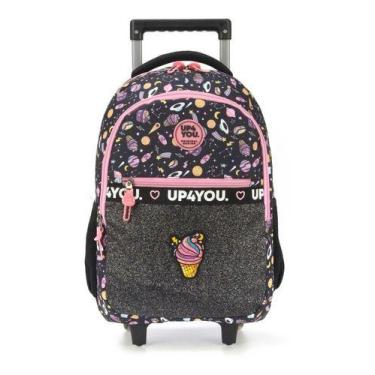 Imagem de Mochila Rodinhas Infantil Ice Cream Unicórnio Up4you, Preto