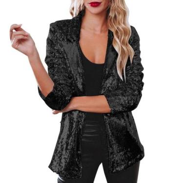 Imagem de N-C0304-Blusa Casaquinho Blazer Feminino Plus Size Paetê Festa Réveill