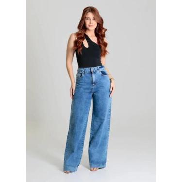 Imagem de Calça Feminina Jeans Wide Leg Sawary 280074, 42