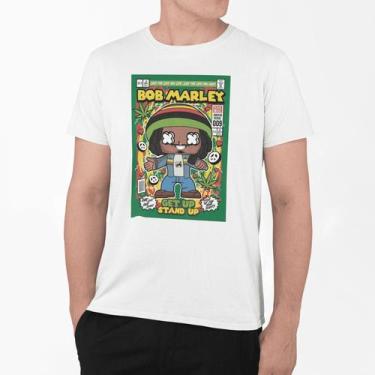 Imagem de Camiseta Poster Pop Style Inspiração BOB MARLEY Estampa DTF 100% Algod