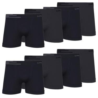 Imagem de Kit 8 Cuecas Boxer Box Lupo Microfibra Sem Costura Original, Preta com