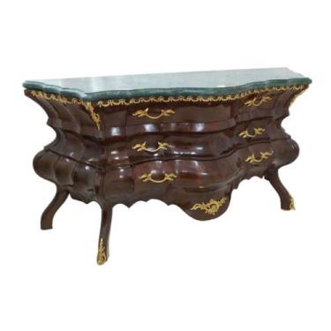 Imagem de Cômoda 2M Design Luxo Abaulado com Bronze e Marmore - LUXdécor casa e 