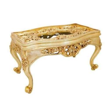 Imagem de Mesa de Centro Rico Entalhes Luiz XV Tampo Vidro Folha Ouro - LUXdécor