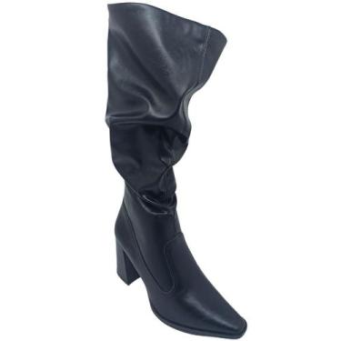 Imagem de Bota Dakota Feminina Casual com Detalhe Franzido Salto 8 cm, Preto, 39