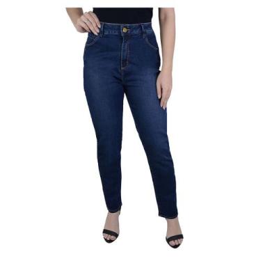 Imagem de Calça Feminina Lado Avesso Jeans New Straight Stone - L12505, 38, Azul