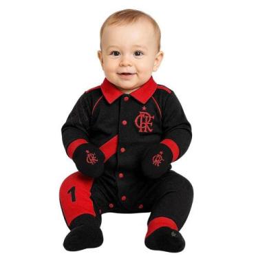 Imagem de Macacão Bebê Goleiro Com Luvas Flamengo Rubro Negro Oficial - Revedor,