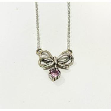 Imagem de Colar Laço com ponto de Luz Rosa Prata 925 - Atraktiva Jóias, 60cm