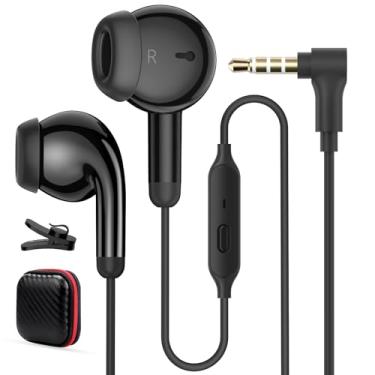 Imagem de Fones de ouvido com fio de 3,5 mm com microfone para Chromebook Laptop PC Escola, fones de ouvido infantis com fio para iPhone 6 6s/Samsung A25 A15 A14/Android/Switch/Kindle Fire/MP3 Avião, preto