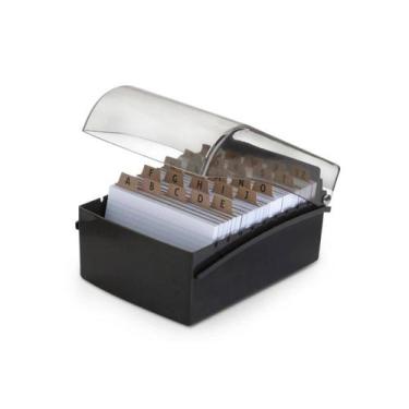 Imagem de Fichário Acrílico Preto Com Tampa Fumê Fichas Padronizadas 5x8" Waleu,