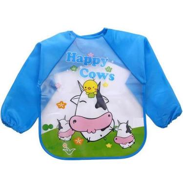 Imagem de Babador Impermeável Manga Longa Avental Bebê - anjo da mamãe, Vaca