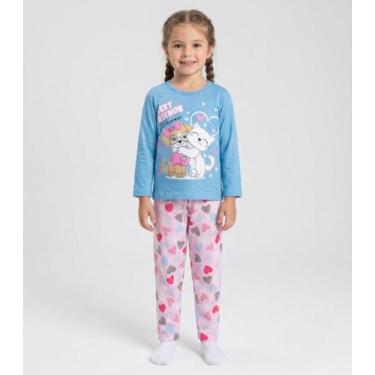 Imagem de Pijama Menina Manga Longa Meia Malha Kappes Azul - Select, 6, Azul