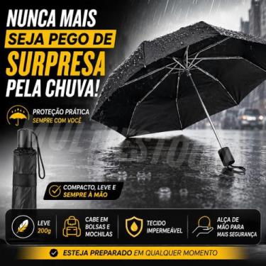 Imagem de Guarda-Chuva Dobrável Compacto Preto  Leve, Portátil e Impermeável - I