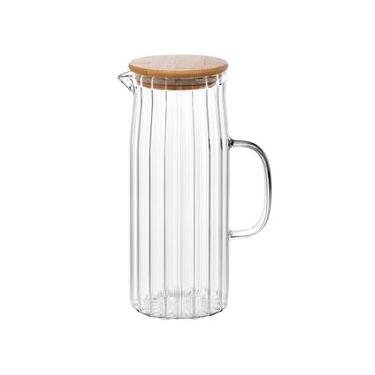 Imagem de Jarra de Vidro Borossilicato 1,2L com Tampa de Bambu Transparente para Mesa Posta Wolff
