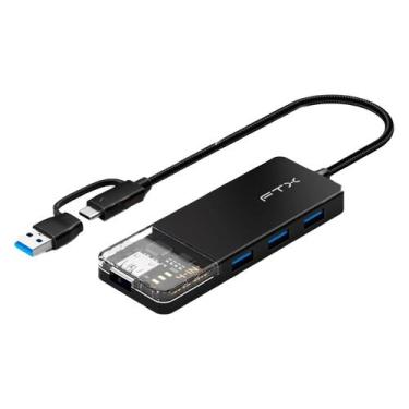 Imagem de Adaptador Hub FTX HUBT3-PB 4 em 1 - Preto - Importado