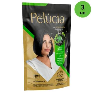 Imagem de Kit C/ 3un Henê Pelúcia Morena Desejada Pouch 180g Carvão