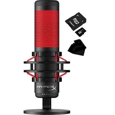 Imagem de Microfone condensador de eletreto multipadrão USB QuadCast HyperX | Edição 2020 | para PS4, PC e Mac | Filtro Pop | Suporte antivibração contra choque | | Vermelho - Preto | com pacote KWALICABLE