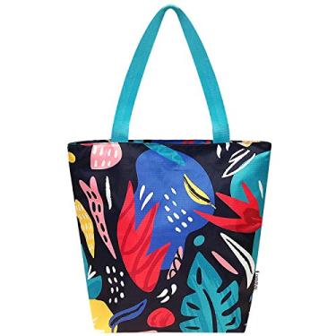 Imagem de Wrapables Bolsa de viagem Carryall Shopping com poliéster Ripstop durável – dobrável, à prova d'água e certificada OEKO-TEX, grande, retrô escuro