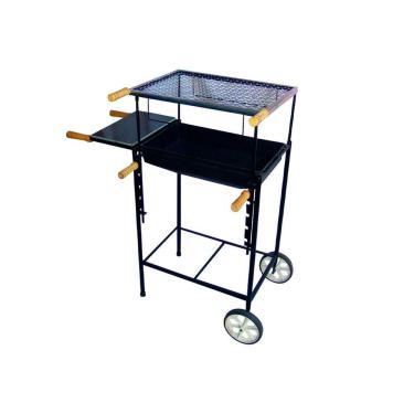 Imagem de Kit Churrasqueira Retangular Regulável Rodas Pedra Grelha P