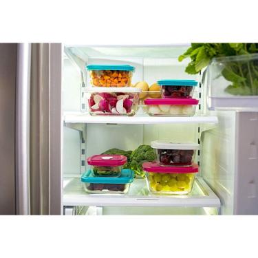 Imagem de Tigela De Vidro 1 Litro Facilita Vap Marinex Pote Transparente Com Tampa De Cores Sortidas