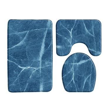 Imagem de Tapete de banho rosa praia oceano conjunto de 3 peças tapete antiderrapante para banheiro tapete tapetes de chão capa de banheiro almofada em forma de u produto de banheiro, 33996J, 3 pcs tapetes, 400mmx600mm