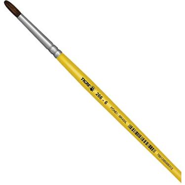 Imagem de Pincel Escolar Redondo 266 N.06 Amarelo - Pacote com 12, Pinceis Tigre, 26606, Multicor