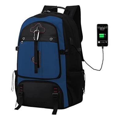 Imagem de Mochila de viagem para laptop de grande capacidade 80L à prova d'água bolsa de montanhismo com compartimento de sapatos mochila USB ao ar livre, azul, 63 * 40 * 31 cm
