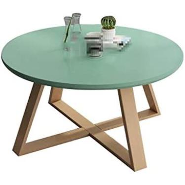 Imagem de KRASS Mesas de canto de madeira maciça, varanda simples pequena mesa redonda sala de estar móveis mesas de sofá apartamento de hotel mesas laterais mesas de móveis, verde, 80 * 45 cm, colecionador 88