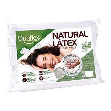 Imagem de Travesseiro Duoflex Natural Látex Cervical, Branco, para fronha 50 x 70 cm