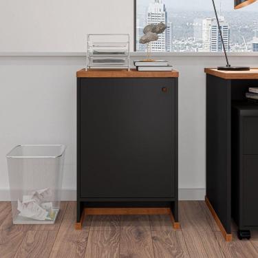 Imagem de Aparador Balcão 1 Porta Tampo Mdp 25mm Preto/naturale