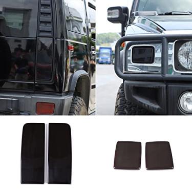 Imagem de PIUGILH Adequado para Hummer H2003-2009, cobertura de luz de seta frontal e capa de luz traseira capa de acabamento de proteção decorativa de concha fumada, cinza transparente, 4 peças