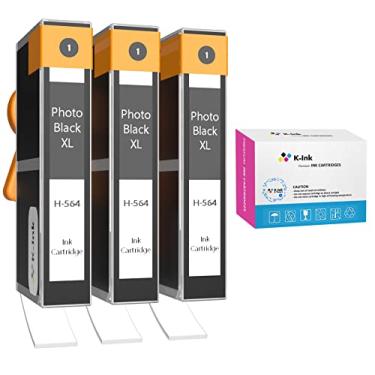 Imagem de Cartuchos de tinta compatíveis K-Ink de substituição para HP Photo Black 564XL 564 XL (3 pequenos, finos, pretos)