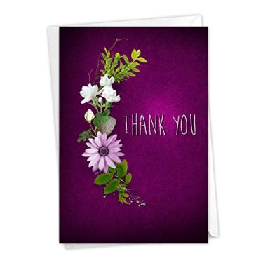 Imagem de Muito obrigado - Cartão de agradecimento roxo para todas as ocasiões com envelope (4,63 x 6,75 polegadas) – Cartão de felicitações floral para agradecimento – Cartão de agradecimento de lavanda C6842GTYG