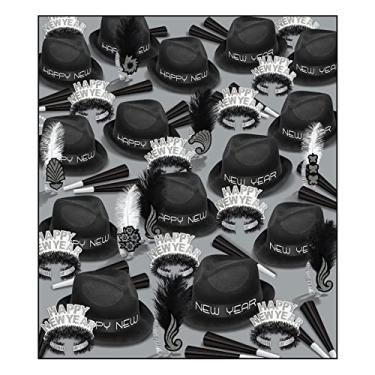 Imagem de Beistle Suporte para cabine de fotos com 200 pessoas, acessórios para festas de ano novo – chapéus, tiaras, barulho