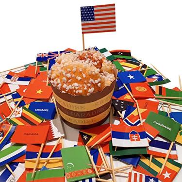 Imagem de Decoração de bandeiras de cupcake mini bandeira de palitos de dente em 200 países diferentes