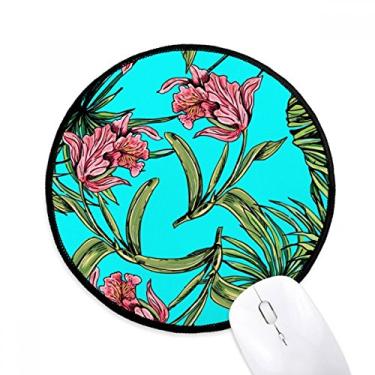 Imagem de Tapete de mouse para escritório com flores e folhas de céu azul feliz para computador