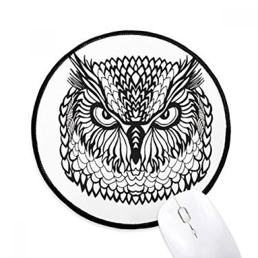 Imagem de DIYthinker Big Eyes Coruja pássaro retrato animal esboço mousepad desktop escritório tapete redondo para computador