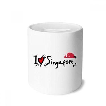Imagem de DIYthinker I Love Singapore Word Flag Love Heart Illustration Money Box Saving Banks Ceramic Coin Case Kids Adults