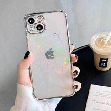 Imagem de Capa de eletroplaca de flor de laser bonito para iphone 14 13 12 11 pro max se 2020 x xs xr 8 7 plus 13 mini aurora amor coração capa clara, flor de prata, para iphone 14 puls