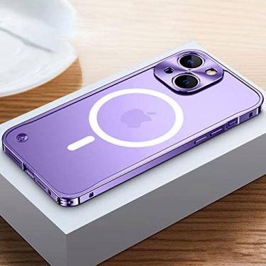 Imagem de Capa de telefone de alumínio de luxo para ipone 13 mini 14 pro max acrílica fosca à prova de choque capa de armadura para iphone 12 13 pro max, roxo, para iphone 12pro max