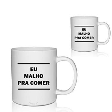 Imagem de Kit 2 Canecas Brancas Personalizadas Memes Eu Malho pra Comer