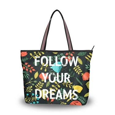 Imagem de Bolsa de ombro feminina My Daily com flores coloridas Follow Your Dreams, Multi, Medium