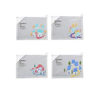 Imagem de 4 bolsas de arquivo brancas com zíper Legou para materiais escolares e escritório, foto colorida-7