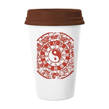Imagem de Caneca chinesa de Taiji Diagramas do Zodíaco de Yin-yang Caneca de café copo de cerâmica