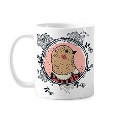 Imagem de Caneca de cerâmica com estampa de desenho de folha de pombo, xícara de porcelana de café