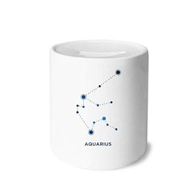 Imagem de DIYthinker Aquarius Sinal de constelação do zodíaco Caixa de Dinheiro Caixa de Cerâmica Porta-Moedas Presente