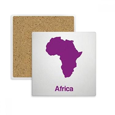 Imagem de Porta-copos quadrado com ilustração da África roxa com estampa de mapa quadrado, suporte de subplaca de pedra isolante